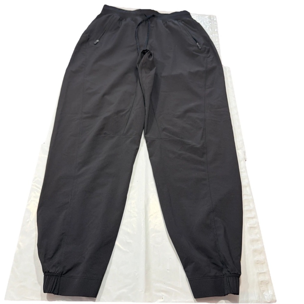 Lululemon Women's BLACK Joggers PANTS size 6 zippered Pockets Tie Stretch Waist